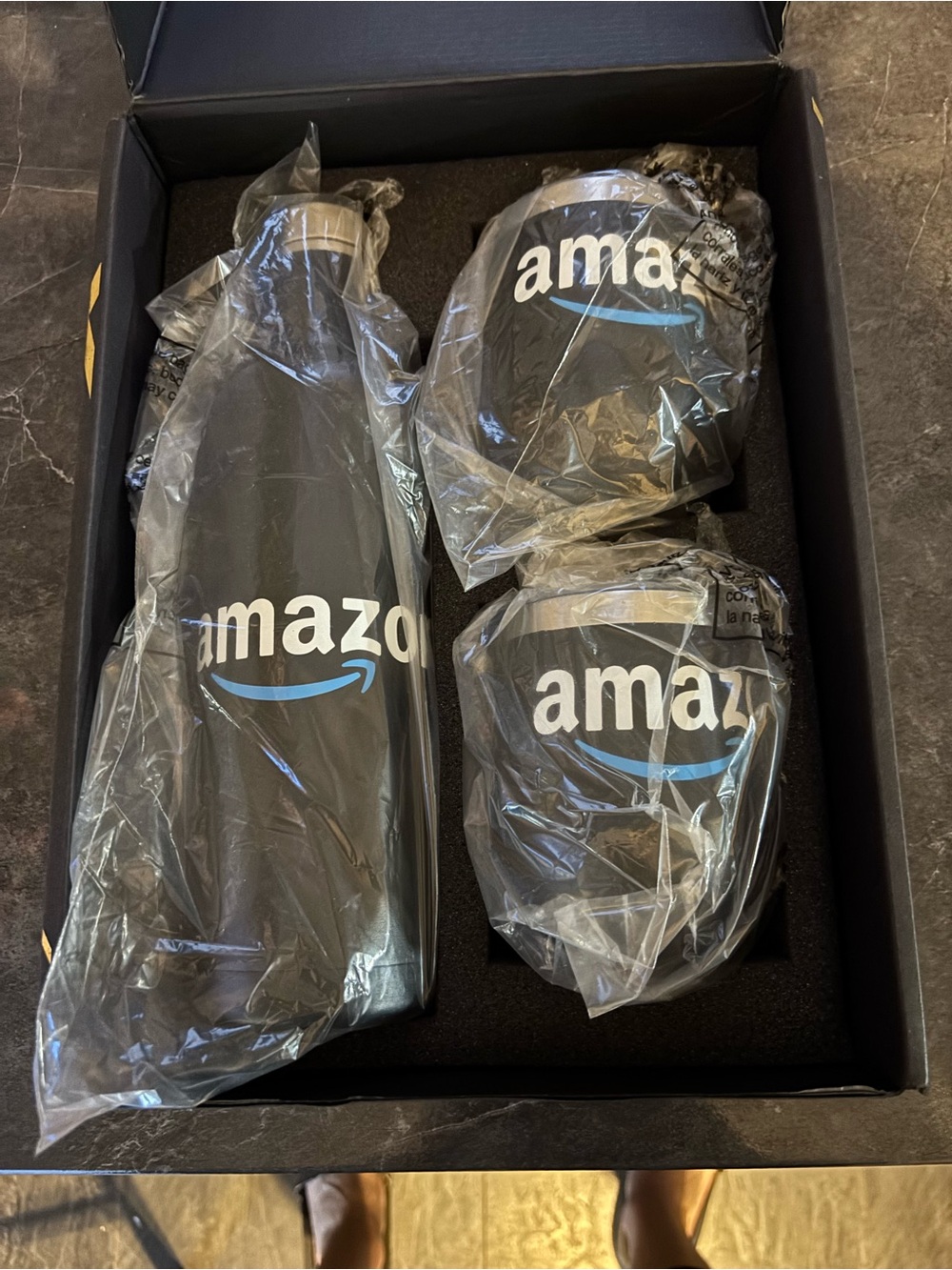 Amazon Black Logo Water Bottle and Tumblers Set - Black and Blue